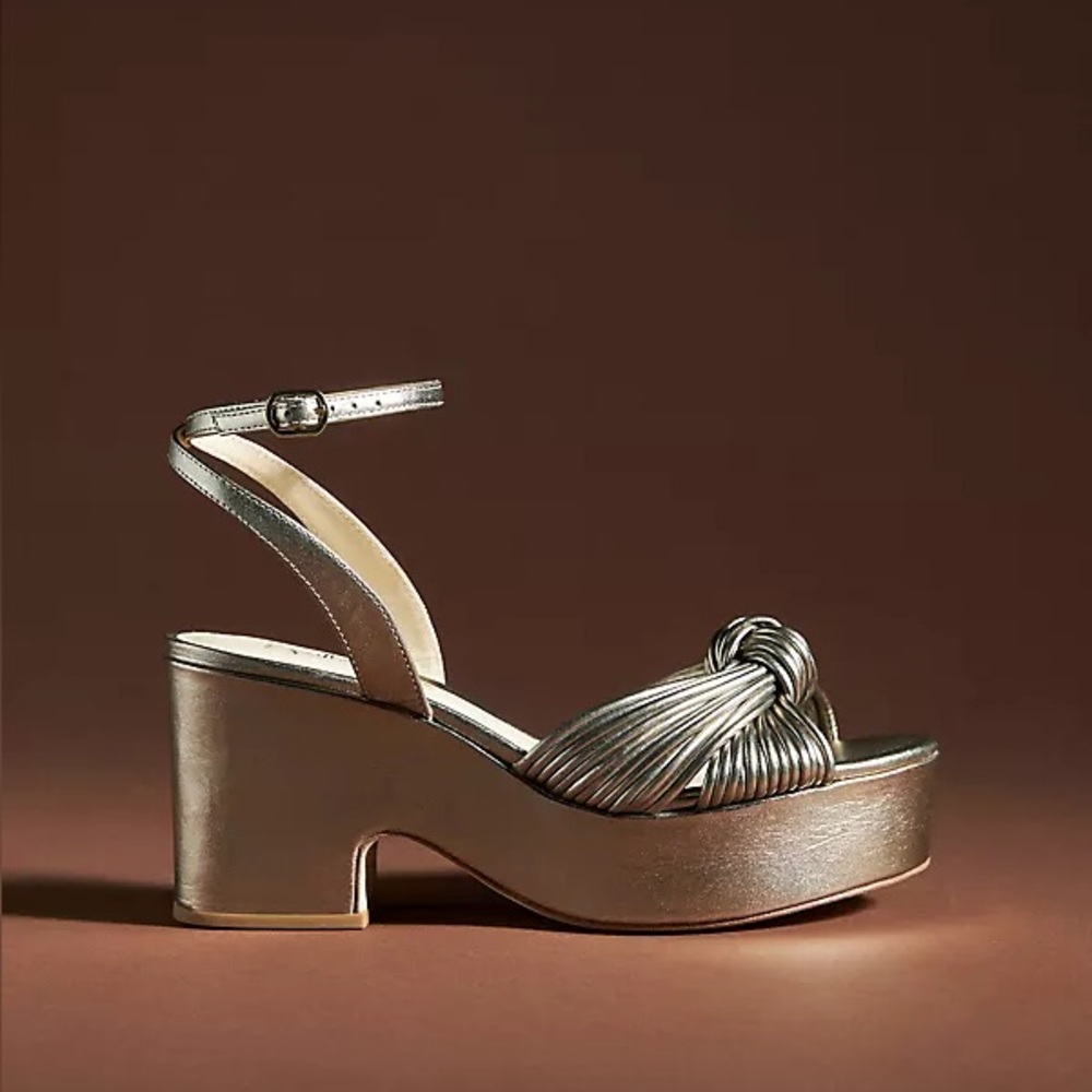 Anthropologie Guilhermina Knotted Platform Heels, Slate